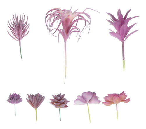 Set De 8 Plantas Suculentas Artificiales Violetas Para Decor