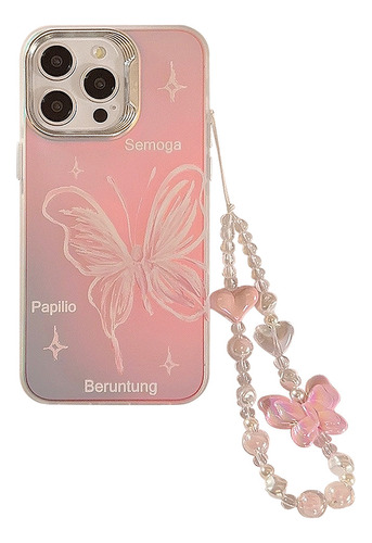 Funda De Teléfono Fantasy Laser Pink Butterfly Para Ip 15pro