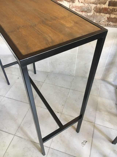 Mesa Barra Hierro Y Madera Cerveceria Bar 100x40x105 Cerveza