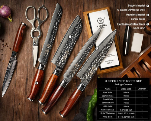 Juego De Cuchillos De Cocina, 8 Cuchillos Profesionales De D