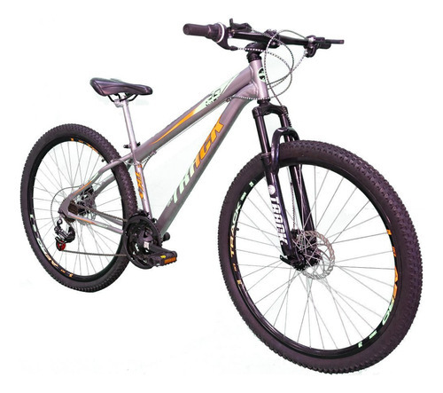 Mountain Bike Aro 29 Feminina Suspensao Freio À Disco 21v Cor Grafite/Laranja Tamanho do quadro 15