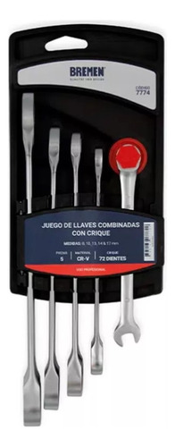 Set Llaves Combinadas Con Crique Bremen 5pz 8 A 17 Mm 7774 