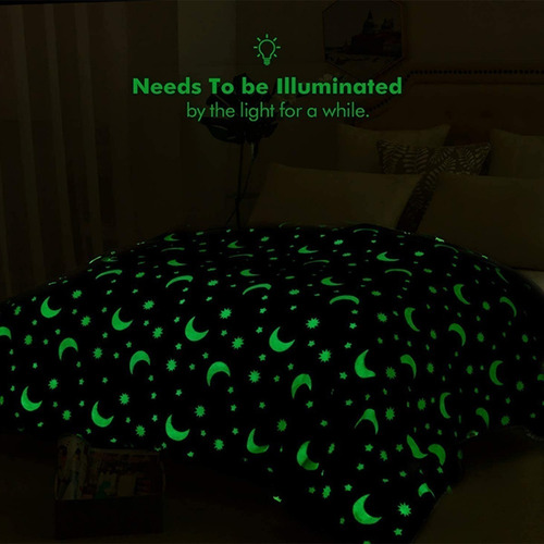 Imagen 7 de 9 de Manta Luminosa Frazada Luminosa Cobija Niños Planetas