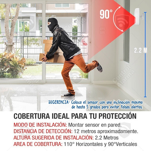 Imagen 3 de 9 de Sensor Detector Movimiento Infrarrojo Pir Inalambrico Sistema Seguridad Accesorio Alarma Proteccion Casa Negocio