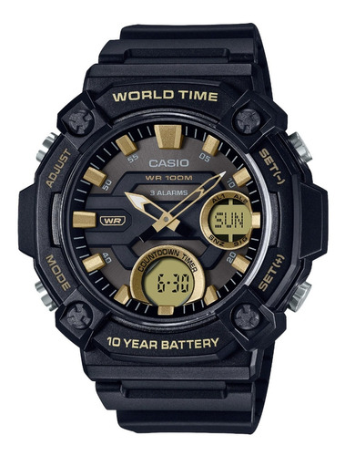 Reloj Casio Aeq 120w Cronometro Temporizador Sumergible 100m