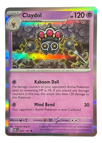 Claydol 095/197 Holo Rare Obsidian Flames Pokemon Tcg