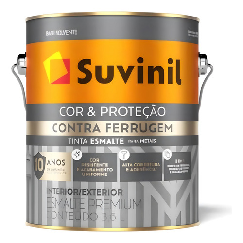 Tinta Esmalte Contra Ferrugem Preto Brilhante 3,6 L Suvinil