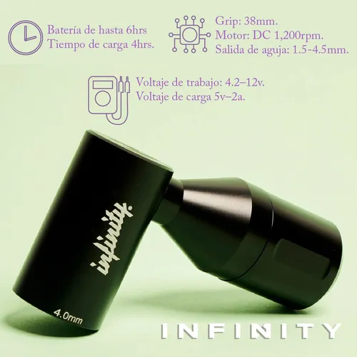 Máquina de tatuar Infinity Perseus color negro inalámbrica con pantalla táctil