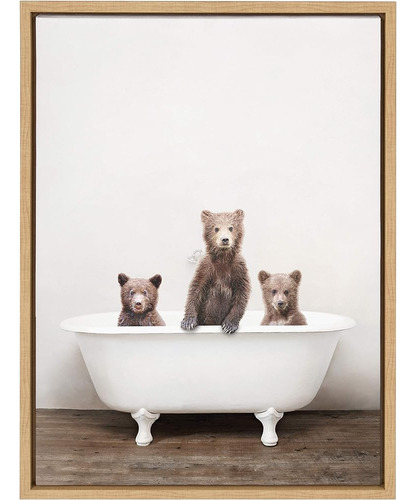 Kate Y Laurel Sylvie Three Little Bears In Vintage Bathtub F