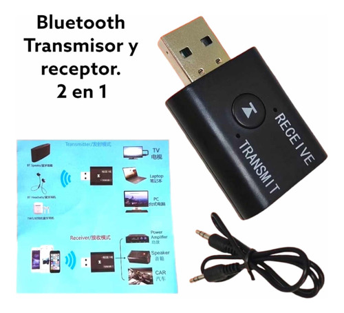 Bluetooth Transmisor Y Receptor 2 En 1 Aux Y Cornetas Pc, Tv