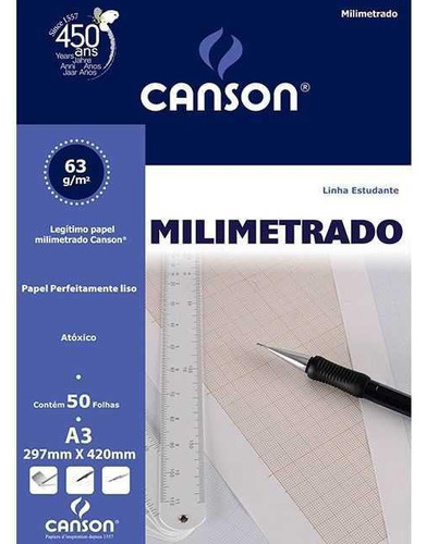 Bloco Canson Milimetrado - 63gr A3