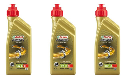 Kit Óleo Castrol Power 1 Racing 10w40 4t Sint 3 Litros