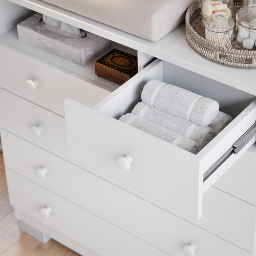 Cômoda Infantil Amora 5 Gavetas Com Trocador Cor Branco