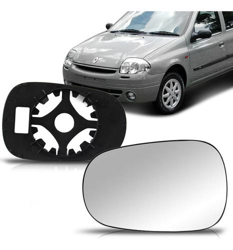 Lente Espelho Retrovisor Clio 99 00 01 02 03 04 05 C Suporte