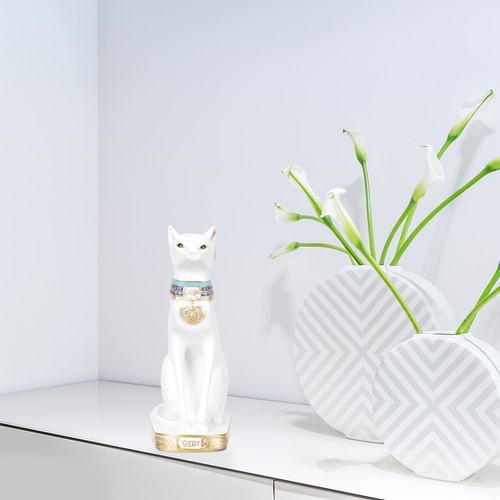 Desenho De Ornamento De Gato Egípcio Com Estatueta De Gatinh