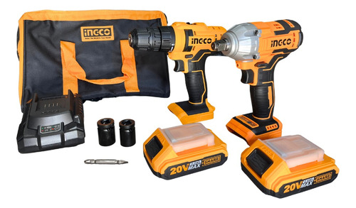 Imagen 2 de 5 de Kit Llave De Impacto + Taladro Inalámbrico 20v +2 Baterías