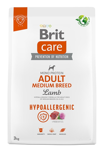 Brit Care Adulto Medium Breed Hypoallergenic Cordero 3kgs