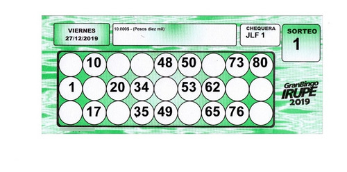 Cartones De Bingo Personalizados Chequeras De Todo Tipo