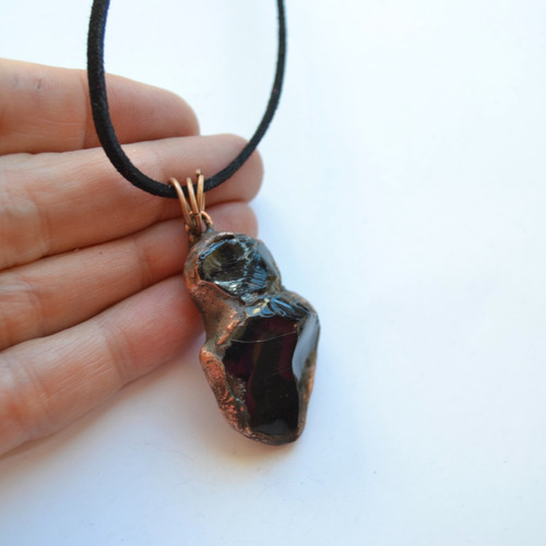 Imagen 2 de 6 de Collar Flecha Obsidiana, Piedra Negra, Protectora Cod1