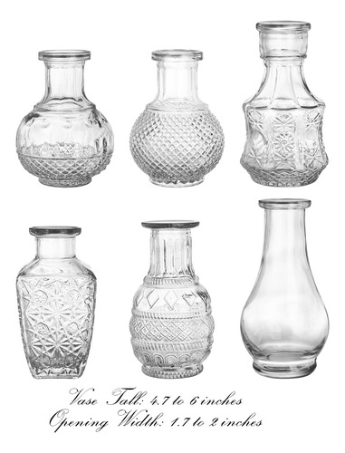 6 Jarron Cristal Unico Estilo Vintage Mini Decorativo