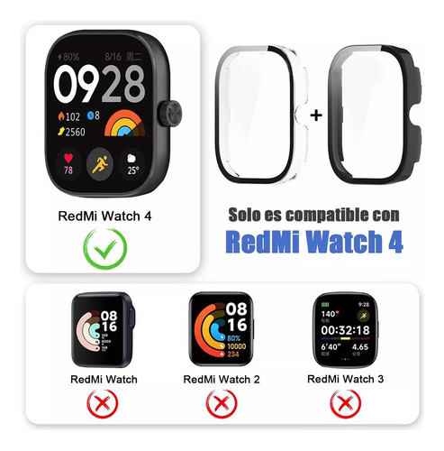2pzs Protector Funda Case Para Redmi Watch 4 Con Micas