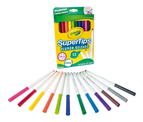 Marcadores Plumones Crayola Super Tips Lavables 12 Colores