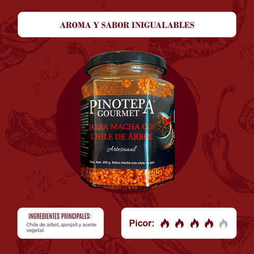 Salsa Macha Con Chile De Árbol, Pinotepa Gourmet, 250 Gramos