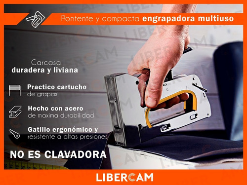 Imagen 5 de 10 de Engrampadora Clavadora Manual Metalica 13mm 4-6-8
