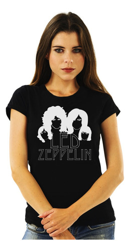 Polera Mujer Led Zeppelin Faces Stencil Rock Impresión Direc