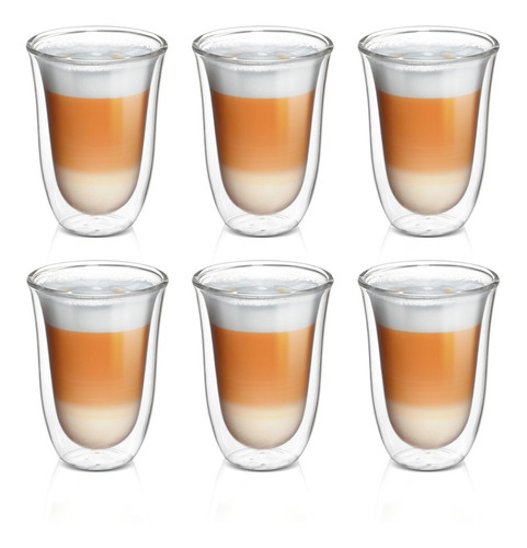 Juego De 6 Vasos Campana De Doble Pared Fondo Curvo 240 Ml.