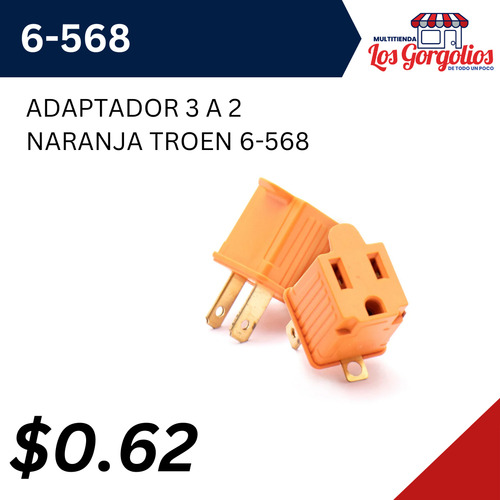 Adaptador 3 A 2 Naranja Troen 6-568 (8pzas)