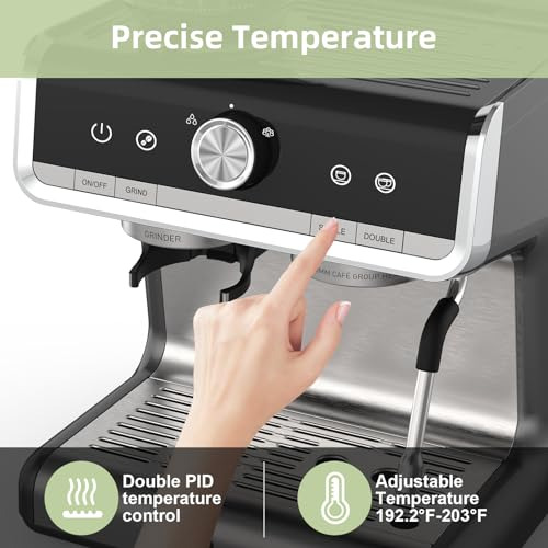 Cafetera Garvee Espresso Con Molinillo, 20 Bar, Semiautomáti