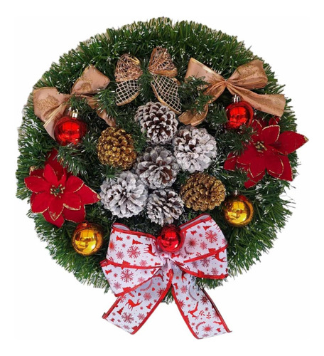 Corona Navideña Puerta Decoracion Navidad 50 Cm Piñas 