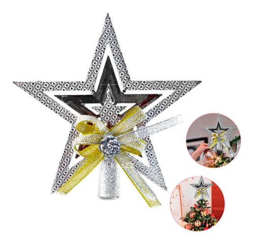 Estrela Ponteira Para Arvore De Natal Vazada Laço 15cm Luxo
