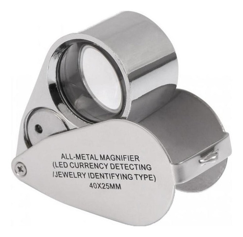 . 40 X 25 Mm All Metal Lupa Jeweler Led Uv Lente De La