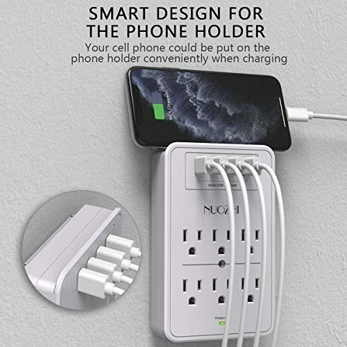 Nuozhi Cargador Pared Usb Extension 6 Toma 4 Puerto 1680