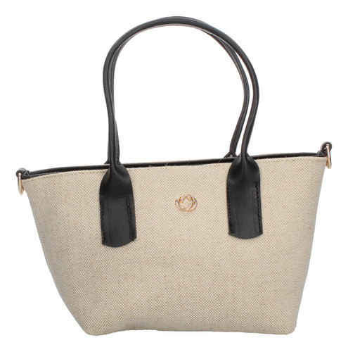 Bolsa De Hombro Ferretina Beige Asa Doble Para Mujer