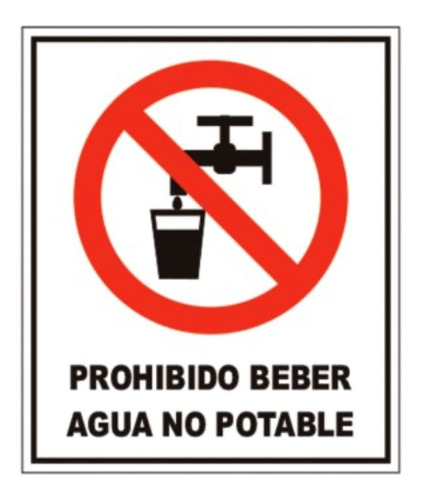 Cartel Señalizacion Prohibido Beber Agua No Potable 40x45cm