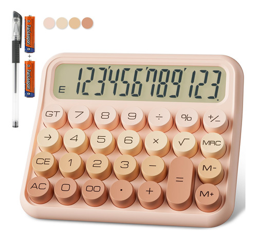 Decklit - Calculadora Mecanica De 12 Digitos, Pantalla Lcd E