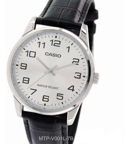 Reloj Casio Mtp-v001l Malla De Cuero Negra Watch Fan