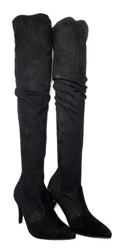 Botas Bucaneras Elastizadas Mujer Gamuzadas Taco Fino 22.990