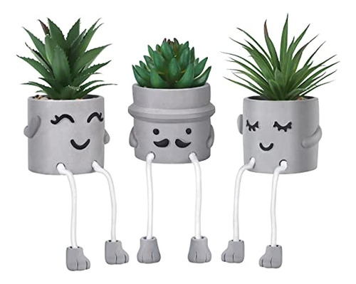 3 Pack Mini Potted Fake Succulents Desk Plant Con Macetas De