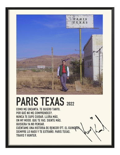 Poster Kevin Kaarl Album Music Tracklist Paris Texas 120x80