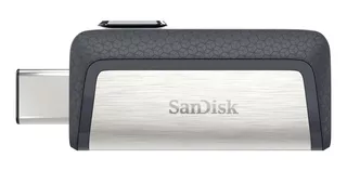 Memoria USB SanDisk Ultra Dual Drive Type-C 256GB 3.1 Gen 1 negro y plateado