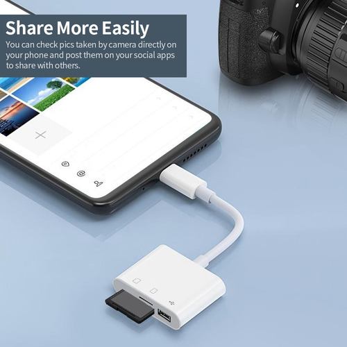 Adaptador 3 En 1 Tipo C Hub Tipo-c A Usb2.0 + Sd+tf Para
