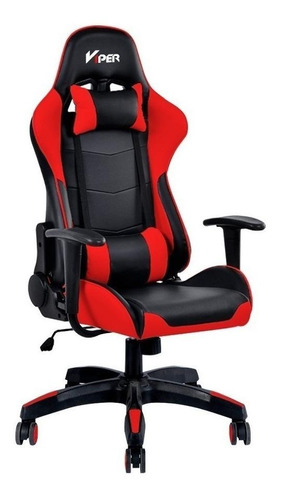 Silla de escritorio Donna Viper gamer ergonómica  negra y roja con tapizado de cuero sintético