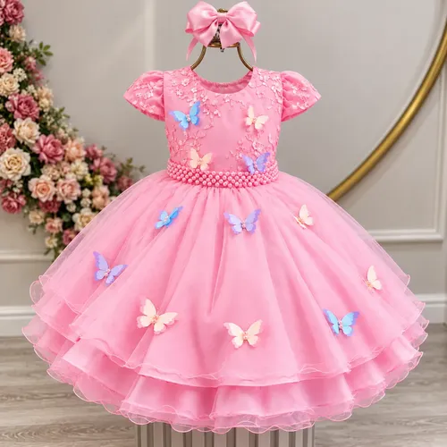 Lele Infantil Vestido De Festa Infantil Luxo Jardim Encantado Borboletas