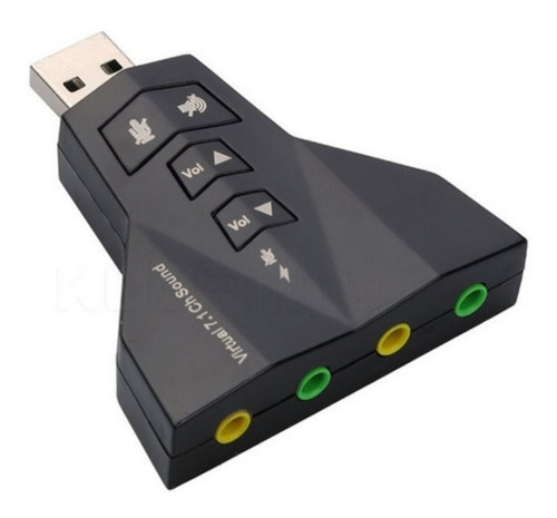 Tarjeta de sonido Adaptador de audio USB 7.1 C/ P2 de escritorio para portátil, color negro