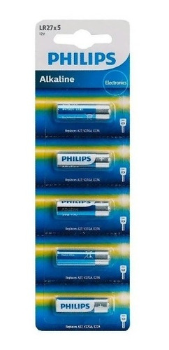 Pila 27a Alcalina Philips 12v Lr27p5b/9 Pack De 5 Unidades 