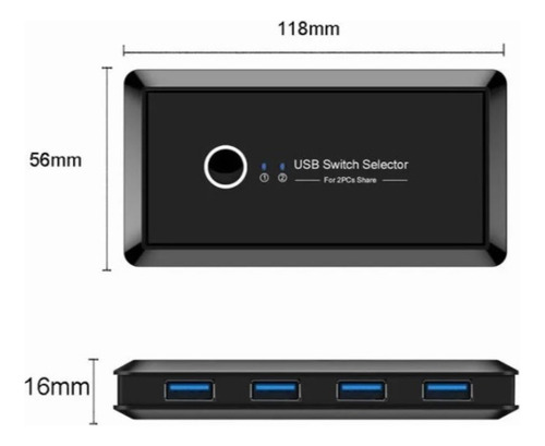 N 2 Piezas Con 4 Piezas Conmutador Kvm Usb 3.0 Selector Usb